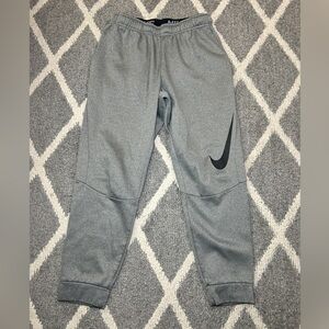 Nike Kids Charcoal Gray Sweatpants with Black Swoosh